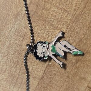 Charming BETTY BOOP Silver and Green Pendant Necklace